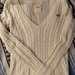 White Hollister V-Neck Sweater